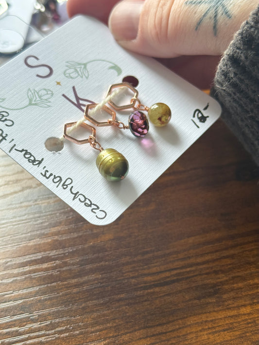 czech glass, pearl, tumbled crystal