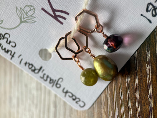 czech glass, pearl, tumbled crystal