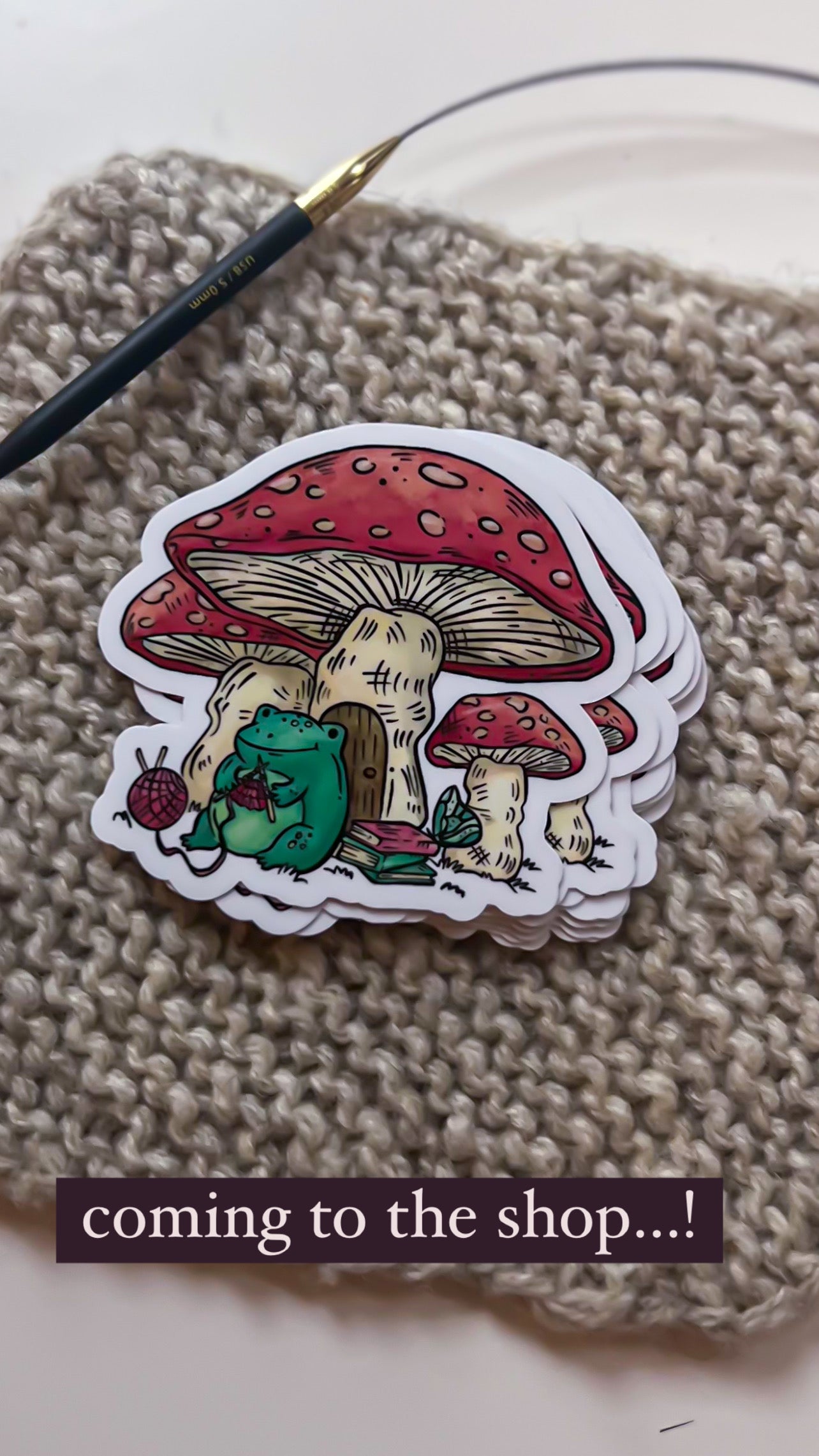 Knitting under a toadstool